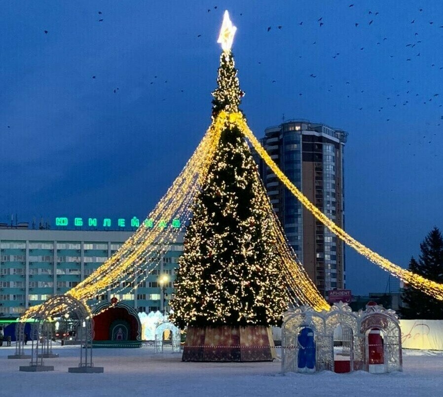 Главную городскую ель на площади Ленина оставят еще на месяц