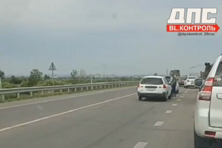 Два ДТП произошли на въезде в Благовещенск видео