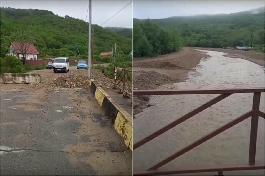 В популярной у амурчан приморской Андреевке затопило единственную дорогу Мост в аварийном состоянии с прошлого лета