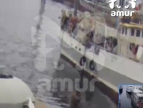 Портовый кран рухнул в море во Владивостоке видео