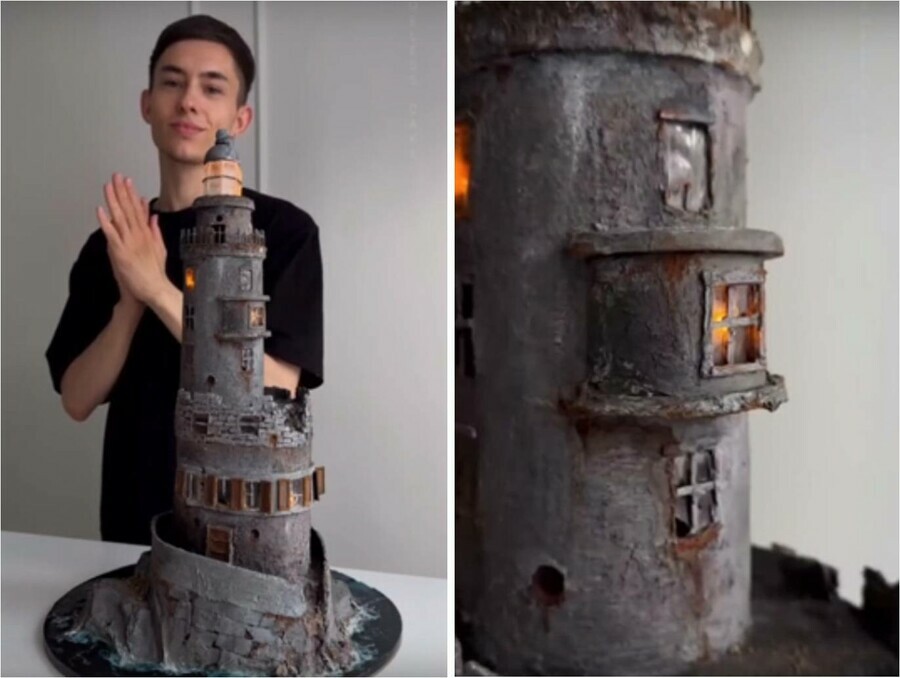 Кондитер с миллионной аудиторией создал невероятный торт в виде маяка Анива на Сахалине