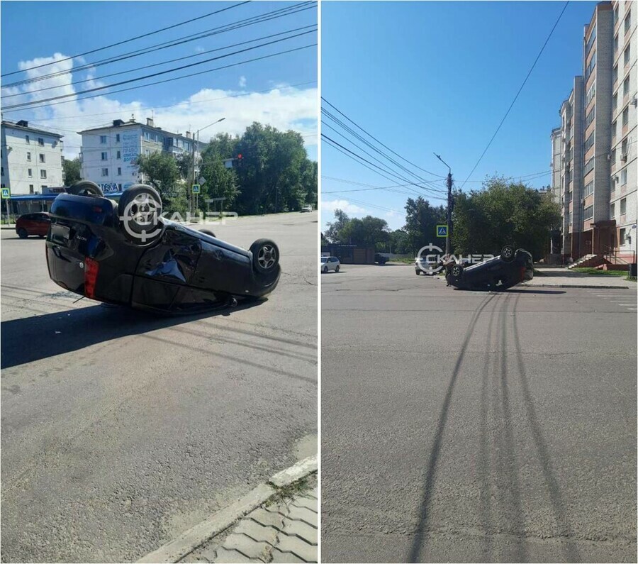 В Благовещенске жесткое ДТП с переворотом попало на видео