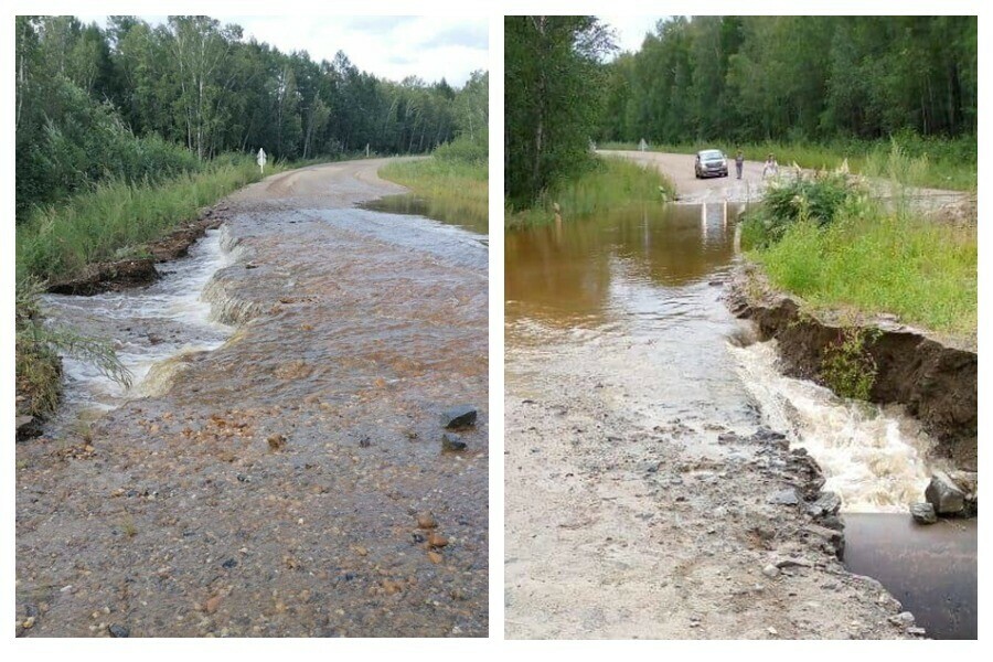 В Амурской области вода вышла на дорогу