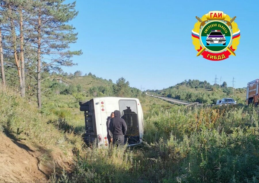 В Амурской области слетел с дороги автобус ПАЗ Предварительно есть пострадавшие видео