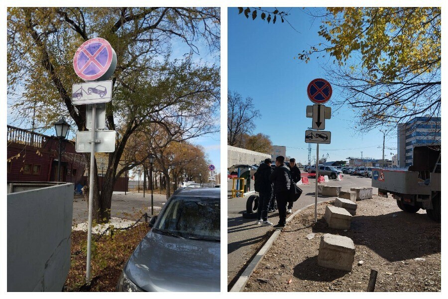 В Благовещенске около пассажирского порта появились ограничивающие знаки