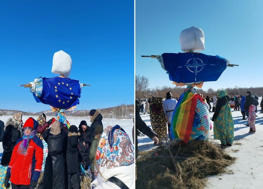 В Благовещенске сожгли политическую Масленицу