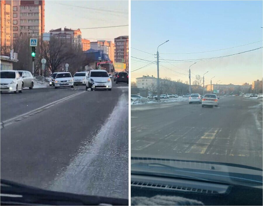 В микрорайоне Благовещенска изза ДТП перекрыто две полосы